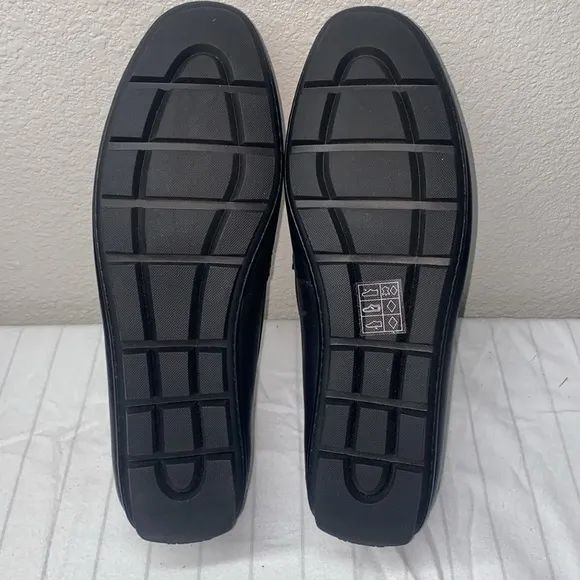 COACH Men Liam Driver In Signature Jacquard Men's Black Loafers size 12D