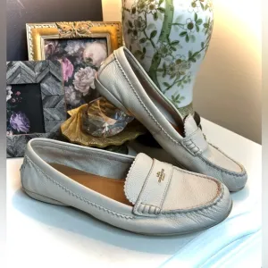 Coach Odette Bone pebbled leather boat shoe casual loafers