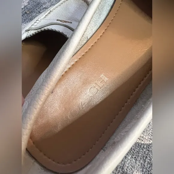 Coach Odette Bone pebbled leather boat shoe casual loafers