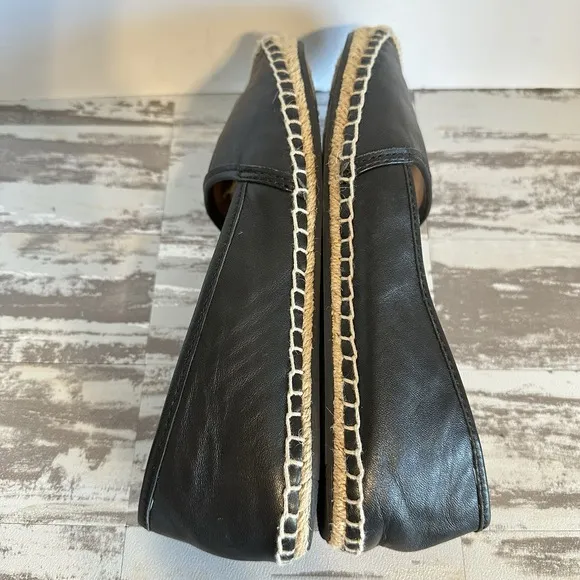 Coach Rhodelle Women's Size 7 B Lambskin Espadrilles Black Flats Slip On Shoes