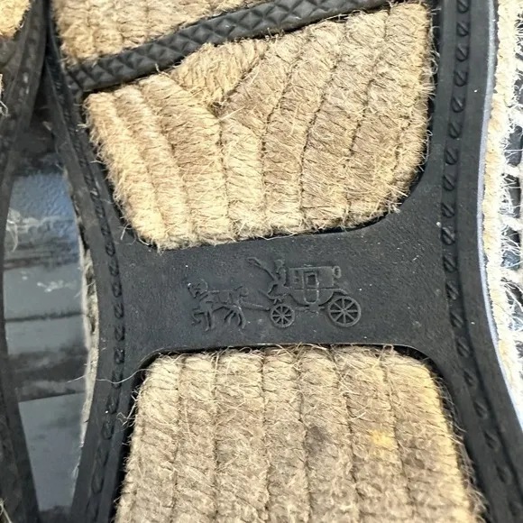 Coach Rhodelle Women's Size 7 B Lambskin Espadrilles Black Flats Slip On Shoes