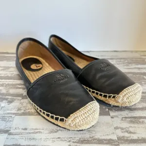 Coach Rhodelle Women's Size 7 B Lambskin Espadrilles Black Flats Slip On Shoes