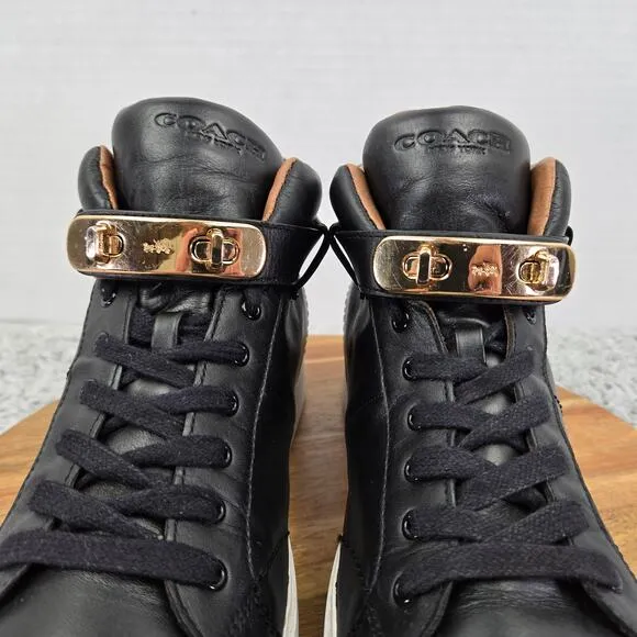 Coach Richmond Swagger High Top Black Casual Hidden Wedge Sneakers Womens 10 B