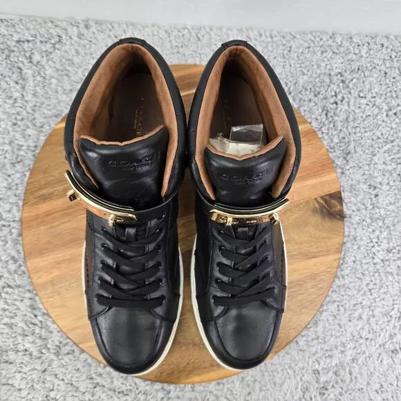 Coach Richmond Swagger High Top Black Casual Hidden Wedge Sneakers Womens 10 B