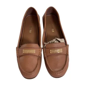 Coach Tan w/ Gold Accents Leather Loafers for Women- 39