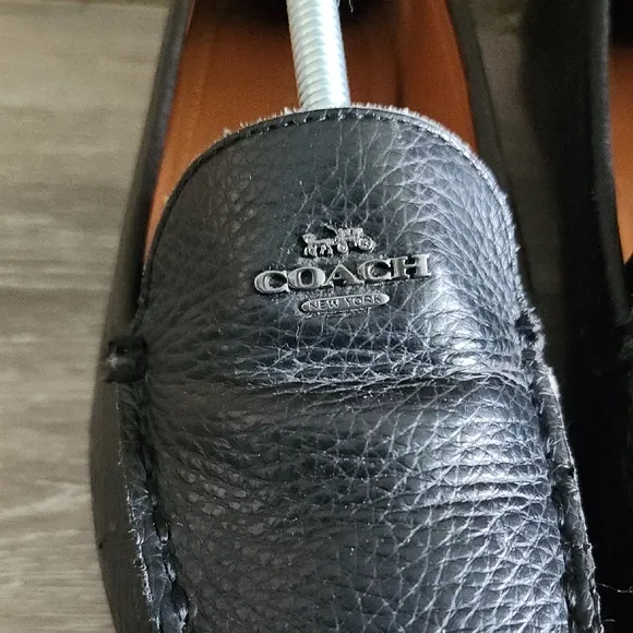 Coach Womens Marley Driver Loafers Black Pebbles Leather Size 8.5