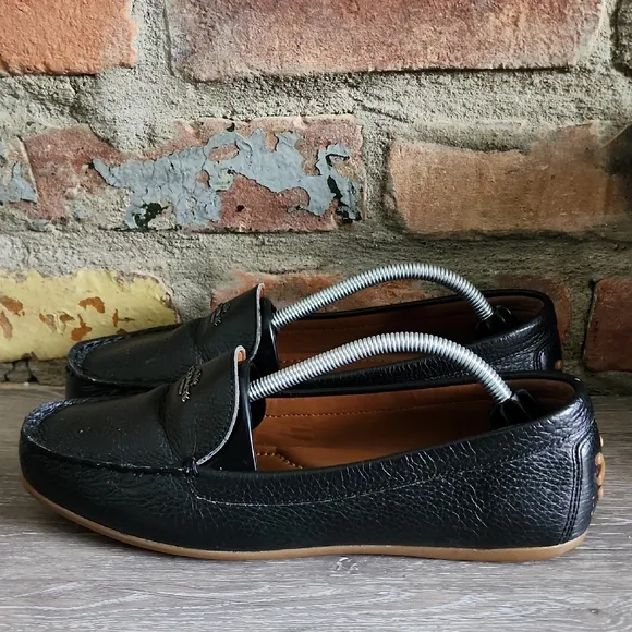 Coach Womens Marley Driver Loafers Black Pebbles Leather Size 8.5