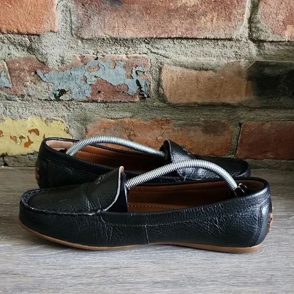 Coach Womens Marley Driver Loafers Black Pebbles Leather Size 8.5