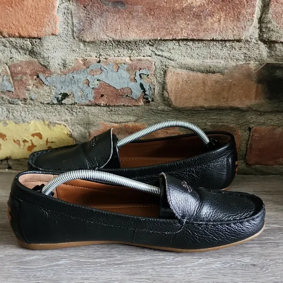 Coach Womens Marley Driver Loafers Black Pebbles Leather Size 8.5