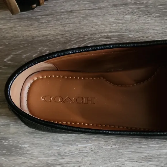 Coach Womens Marley Driver Loafers Black Pebbles Leather Size 8.5