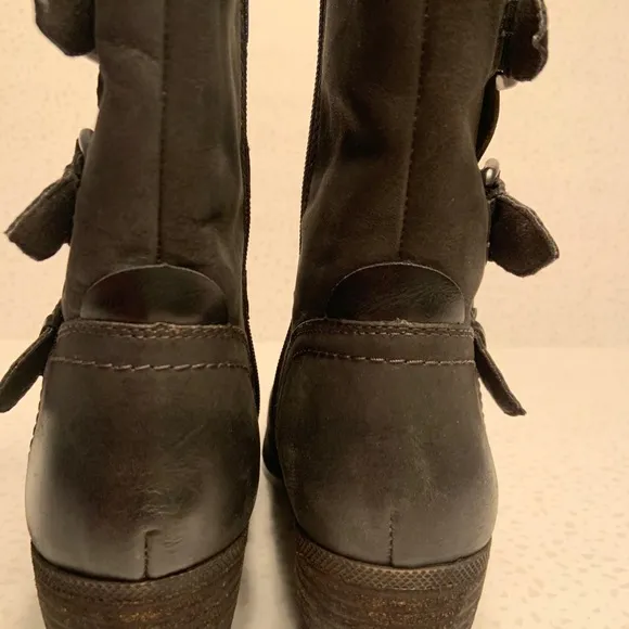 Cobb Hill Anisa 3 Buckle Black Leather Boots Mid Calf Height Size 7.5 🍁
