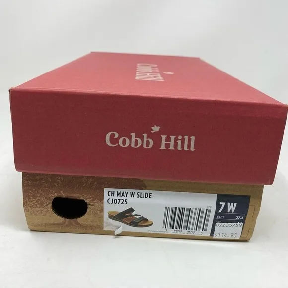 Cobb Hill Women's May W Slide Black Leather Sandal WIDE