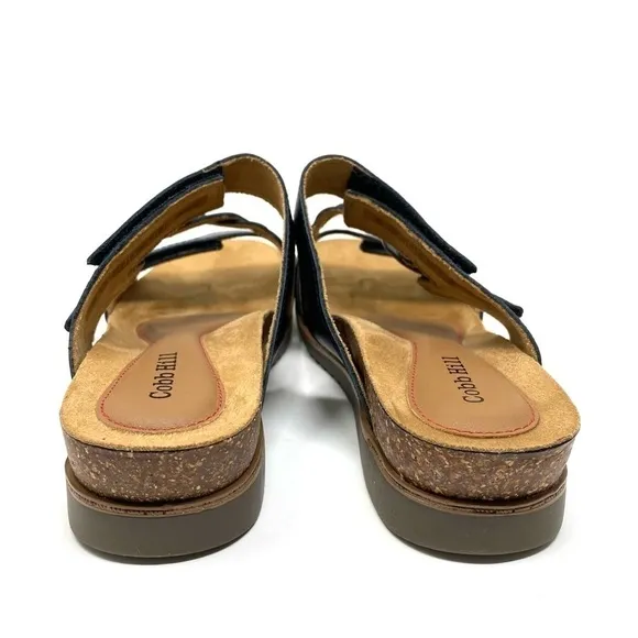 Cobb Hill Women's May W Slide Black Leather Sandal WIDE