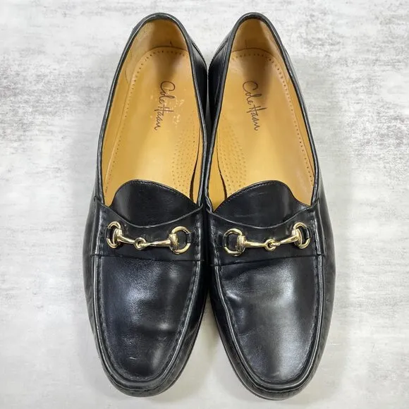 Cole Haan Ascot II Gold Horsebit Leather Loafers - Men's Size 11 - Black