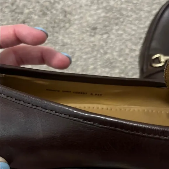 Cole Haan Brown Leather Loafers with Gold Accent