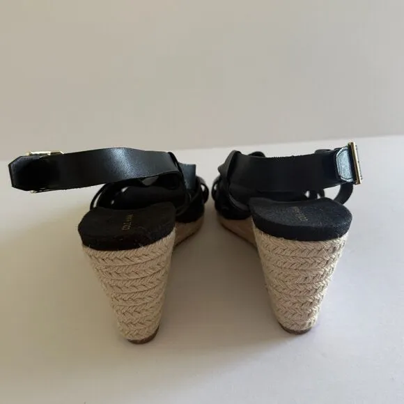 Cole Haan Crystal Suede Leather Jute Strap Summer Comfy Chic Wedge Sandals Sz 9B