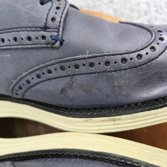 Cole Haan Grand Os Navy Leather Wingtip Brogue Casual Oxford Sneakers Mens 10.5