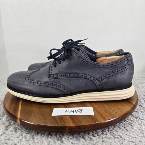 Cole Haan Grand Os Navy Leather Wingtip Brogue Casual Oxford Sneakers Mens 10.5