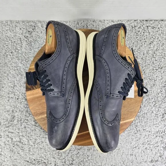 Cole Haan Grand Os Navy Leather Wingtip Brogue Casual Oxford Sneakers Mens 10.5