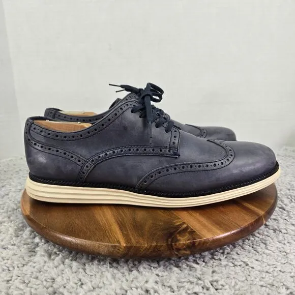 Cole Haan Grand Os Navy Leather Wingtip Brogue Casual Oxford Sneakers Mens 10.5