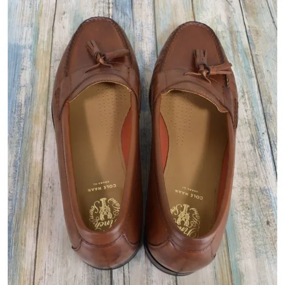 Cole Haan Grand.OS Main Pinch Tassel Loafers Size 10.5 Men's Brown Leather Mocs