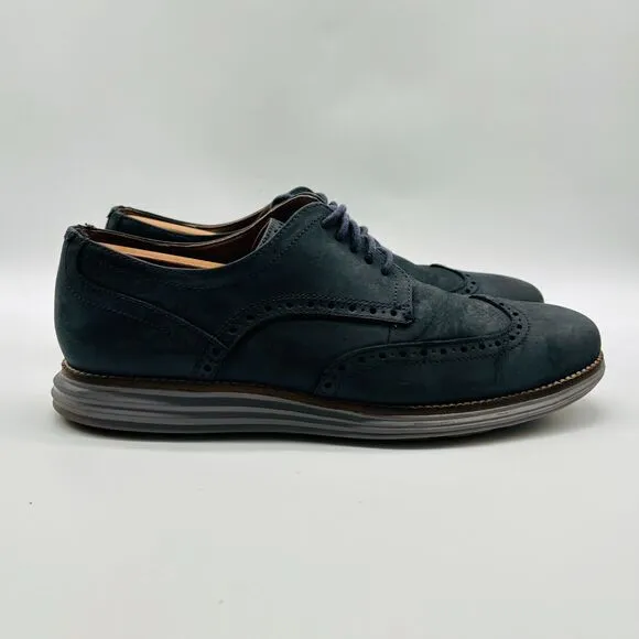 Cole Haan Mens 9 Blue Wingtip Oxford Dress Shoes Casual Grand OS Sneakers