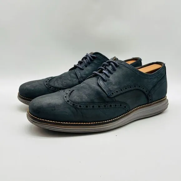 Cole Haan Mens 9 Blue Wingtip Oxford Dress Shoes Casual Grand OS Sneakers