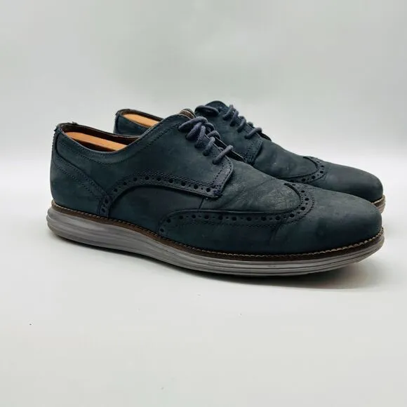 Cole Haan Mens 9 Blue Wingtip Oxford Dress Shoes Casual Grand OS Sneakers