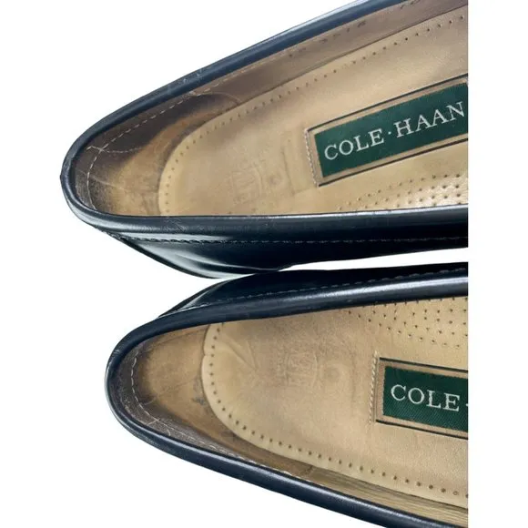 Cole Haan Men's Black Leather Kiltie Monk Strap Pinch Loafers Size 10.5D