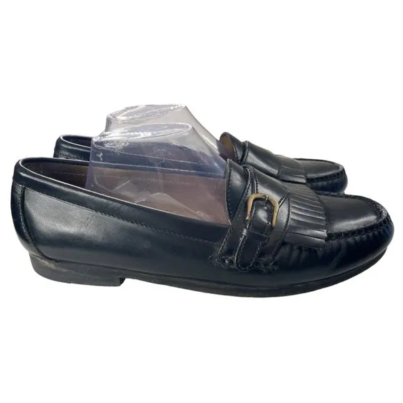 Cole Haan Men's Black Leather Kiltie Monk Strap Pinch Loafers Size 10.5D