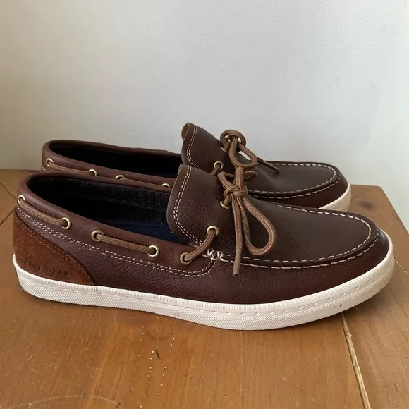 COLE HAAN Men’s Nantucket Deck Camp Leather Moccasins Brown Boat Shoe Loafers 10