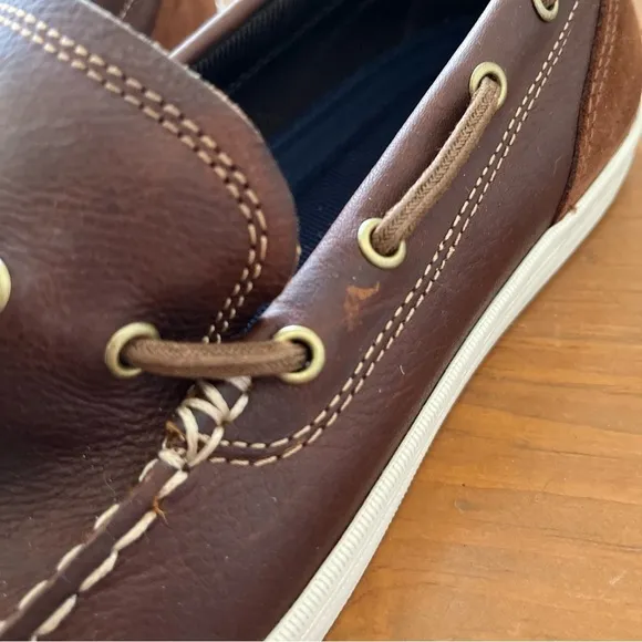 COLE HAAN Men’s Nantucket Deck Camp Leather Moccasins Brown Boat Shoe Loafers 10