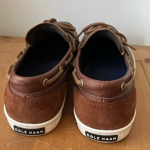 COLE HAAN Men’s Nantucket Deck Camp Leather Moccasins Brown Boat Shoe Loafers 10