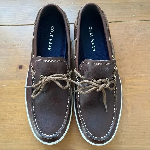 COLE HAAN Men’s Nantucket Deck Camp Leather Moccasins Brown Boat Shoe Loafers 10
