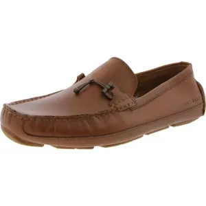 Cole Haan Mens Wyatt Bit Driver Tan Embellished Faux Leather Loafers