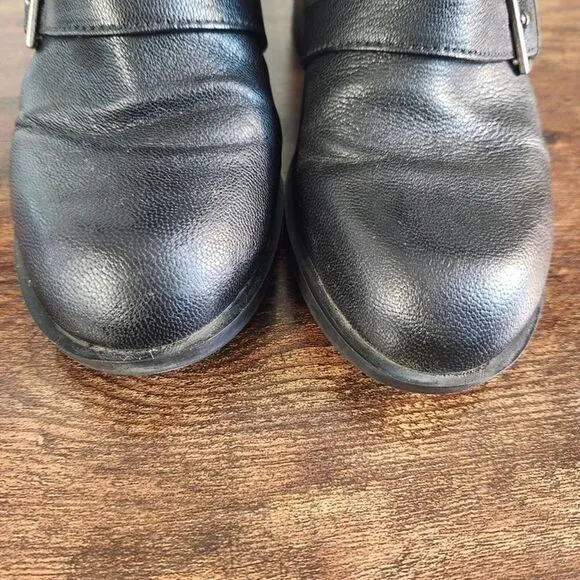 Cole HAAN NIKE AIR  Black Buckle Leather Moto Ankle Boots Size 7