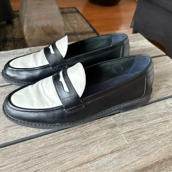 Cole Haan Pinch Black and White Leather Loafers 9