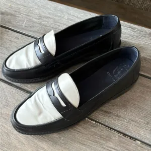 Cole Haan Pinch Black and White Leather Loafers 9