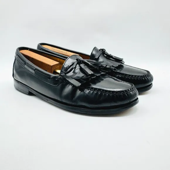 Cole Haan Shoes Mens 10.5 Black Leather Loafers Tassel Moccasin Casual VTG