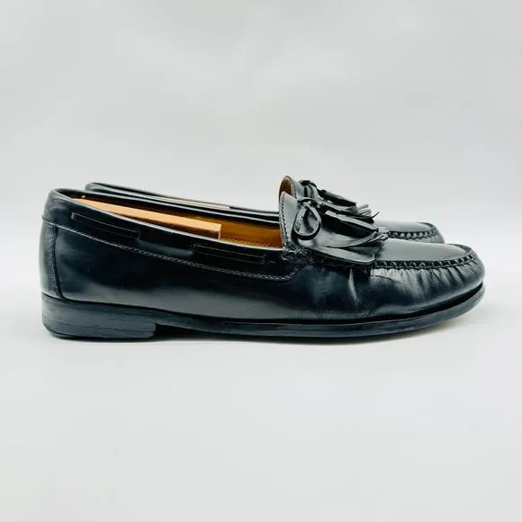 Cole Haan Shoes Mens 10.5 Black Leather Loafers Tassel Moccasin Casual VTG