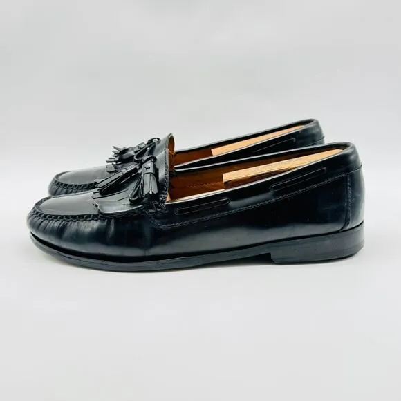 Cole Haan Shoes Mens 10.5 Black Leather Loafers Tassel Moccasin Casual VTG