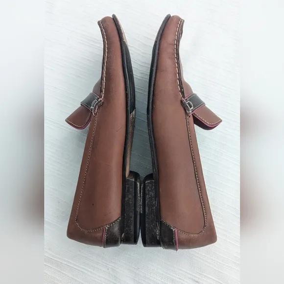 Cole Haan Woman's Leather Brown/Pink Loafers Shoes Size 6.5B