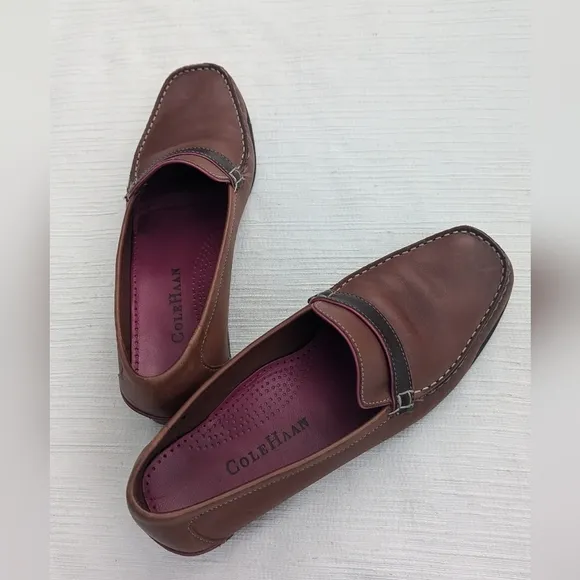 Cole Haan Woman's Leather Brown/Pink Loafers Shoes Size 6.5B