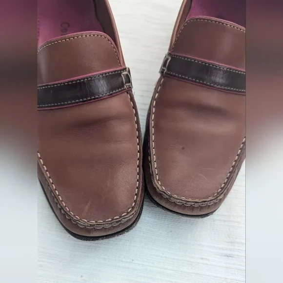 Cole Haan Woman's Leather Brown/Pink Loafers Shoes Size 6.5B