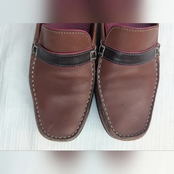 Cole Haan Woman's Leather Brown/Pink Loafers Shoes Size 6.5B