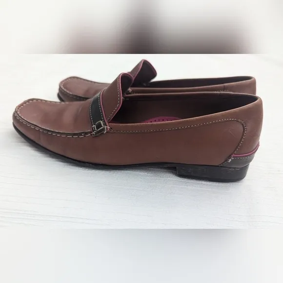 Cole Haan Woman's Leather Brown/Pink Loafers Shoes Size 6.5B