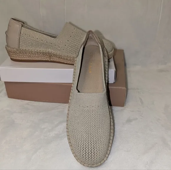 Cole Haan Women's Cloudfeel Stitchlite Espadrille Beige Slip-On Size 9