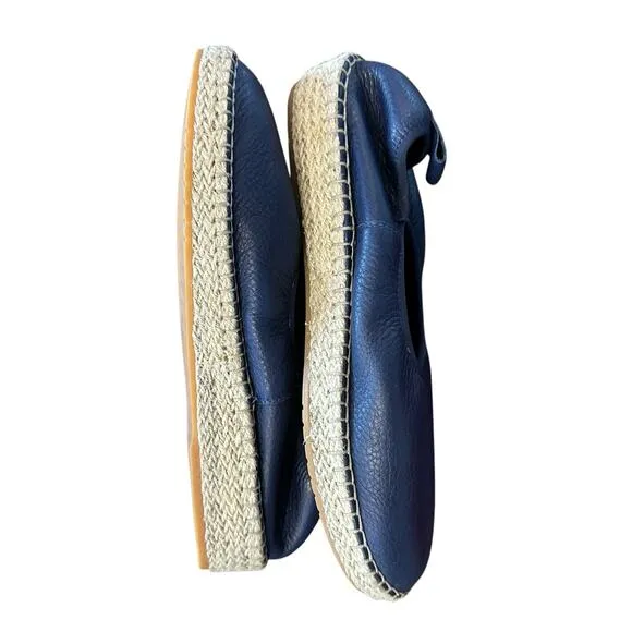 Cole Haan Womens navy leather espadrille loafer jute cloudfeel pinch 8.5
