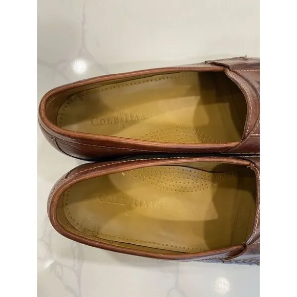 Cole Haan Mens 10 Grand Pinch Tassel Loafers Shoes Brown Leather Saddle Career