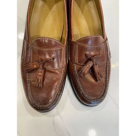 Cole Haan Mens 10 Grand Pinch Tassel Loafers Shoes Brown Leather Saddle Career
